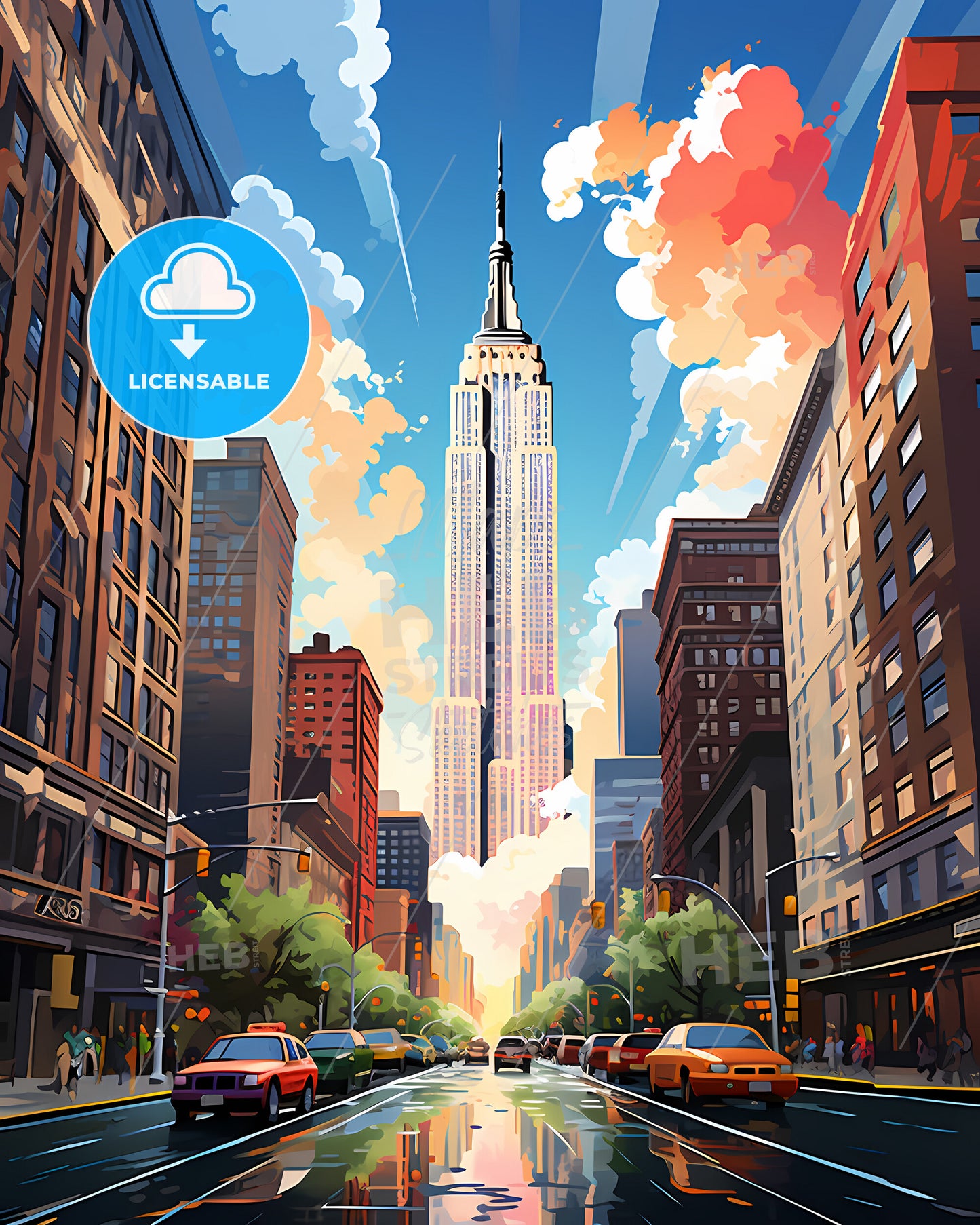 New York City - A City Street With Cars And A Tall Building