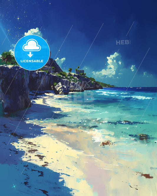 Tulum Beach, Mexico - A Beach With Rocks And Water