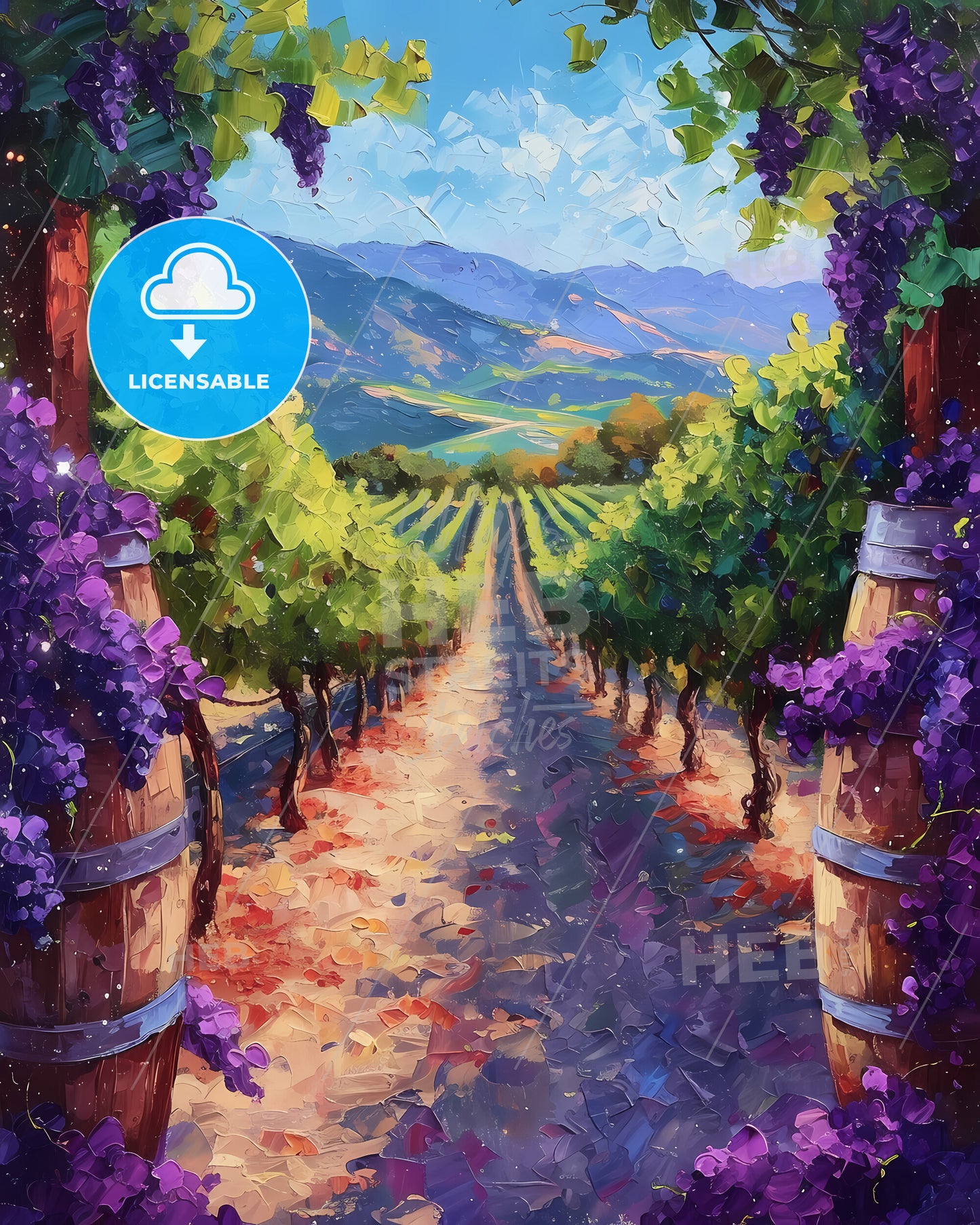 Napa Valley, Usa - A Painting Of A Vineyard
