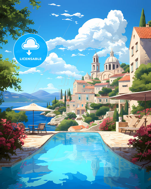 Hvar & The Pakleni Islands, Croatia - A Pool With A Building And A Church In The Background