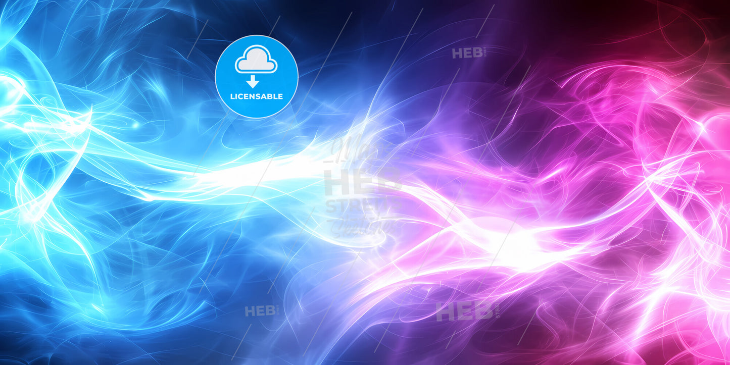 Abstract Neon Background Of Twisted Glowing Lines - A Blue And Pink Light Streaks
