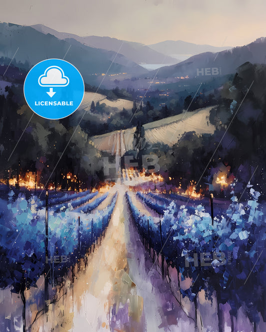 Napa Valley, Usa - A Painting Of A Vineyard