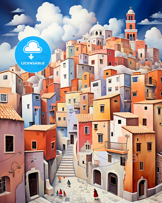 Las Palmas De Gran Canaria, Spain - A Painting Of A Colorful City