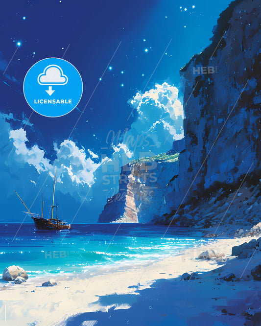 Navagio Beach, Greece - A Boat In The Water