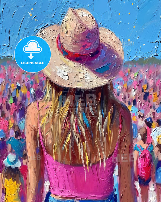 Splendour In The Grass - A Painting Of A Woman Wearing A Hat