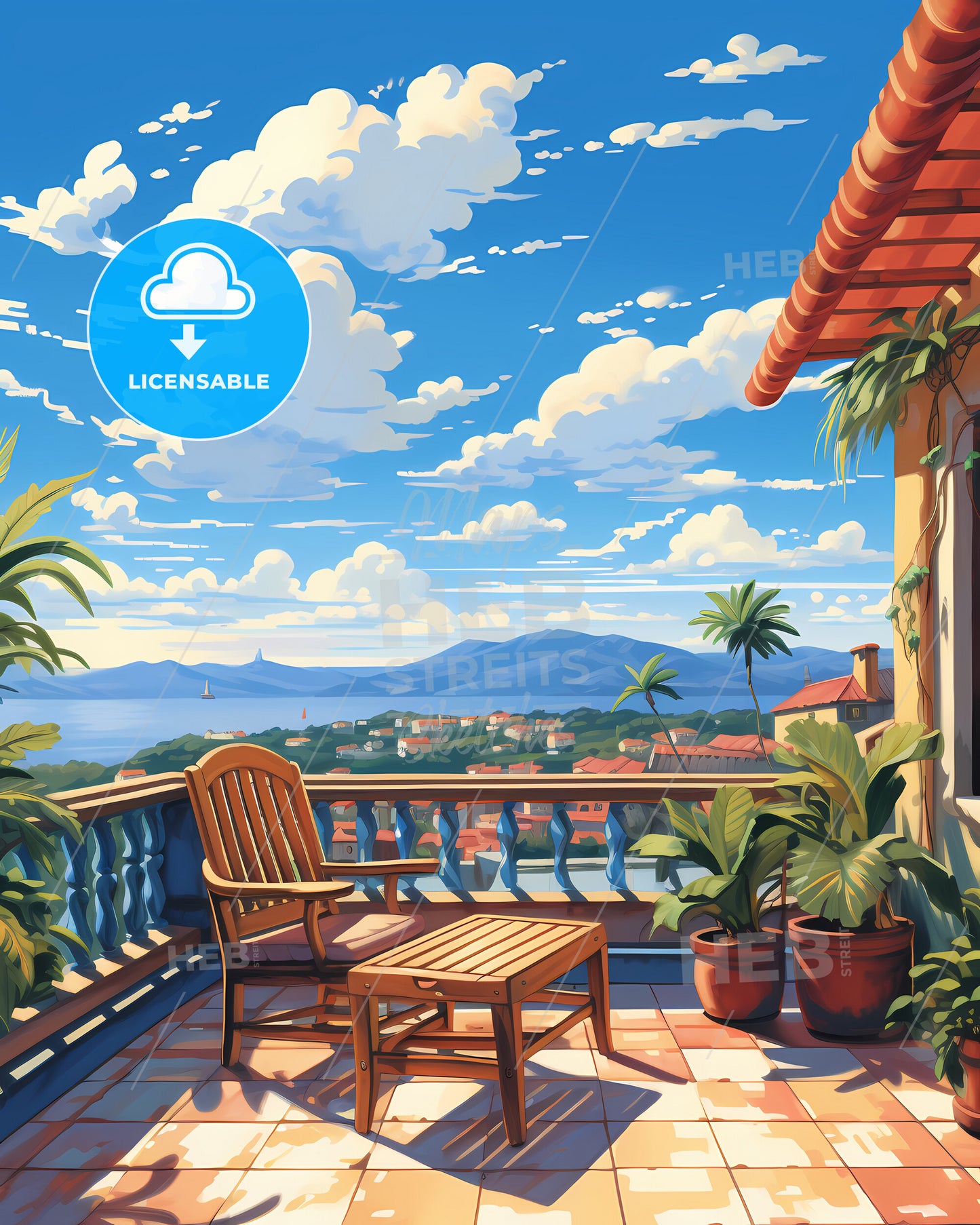 On The Roof Of Seychelles, Republic Of Seychelles - A Chair On A Balcony Overlooking A City