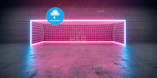 Virtual Neon Football Playground - A Pink Room With A Grid And A Brick Wall
