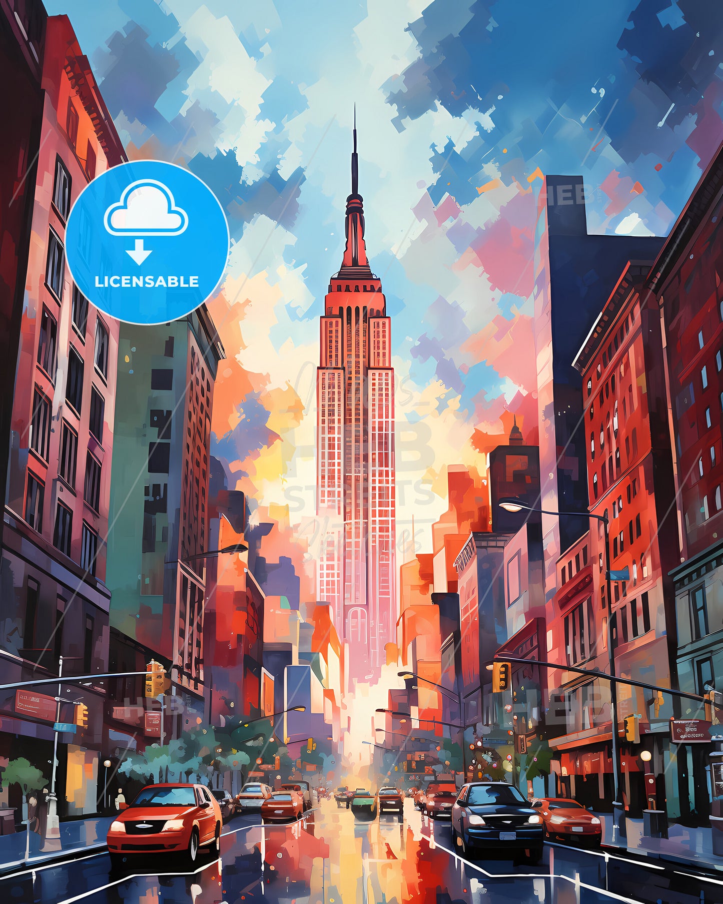 New York City - A City Street With A Tall Building In The Distance