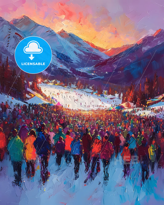 Snowglobe Music Festival - A Group Of People Walking On Snow