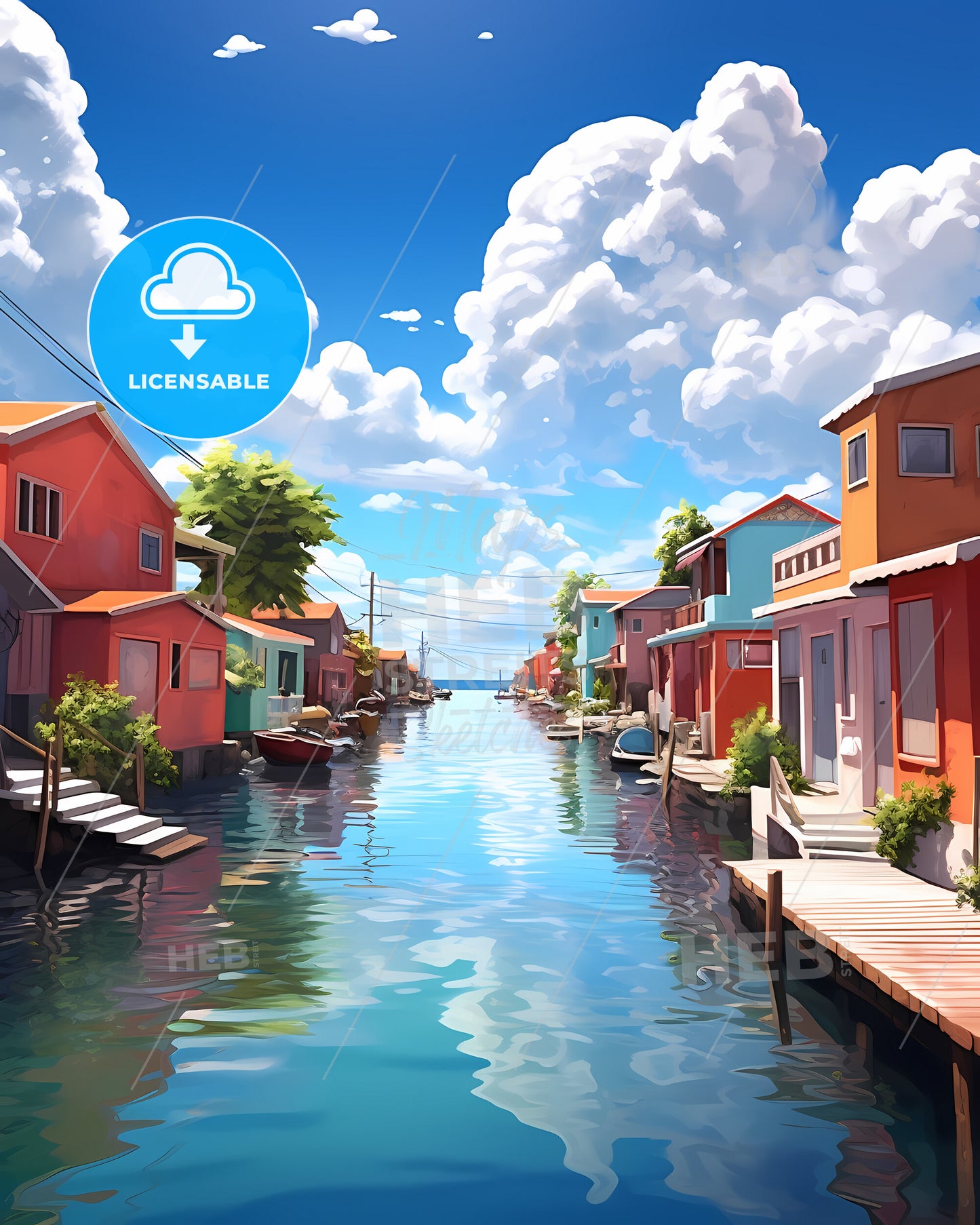 Maldives, Republic Of Maldives - A Water Way With Houses And Trees