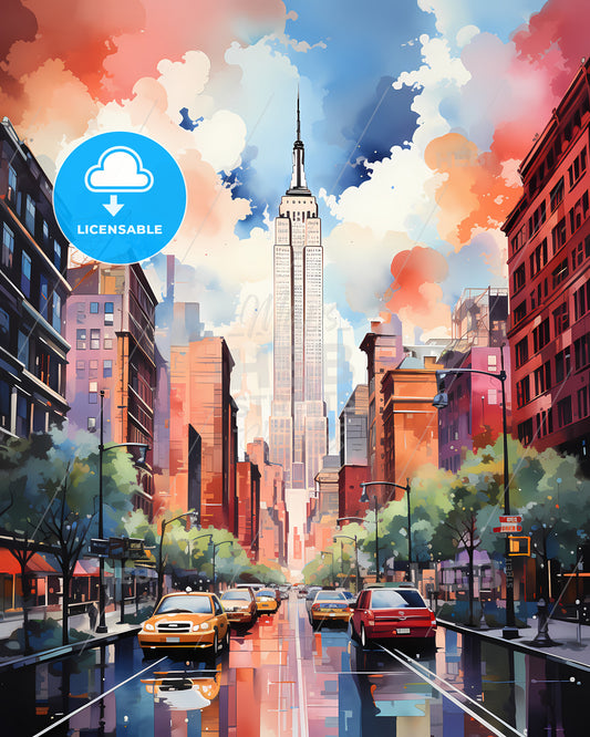 New York City - A Street With Cars And Buildings In The Background