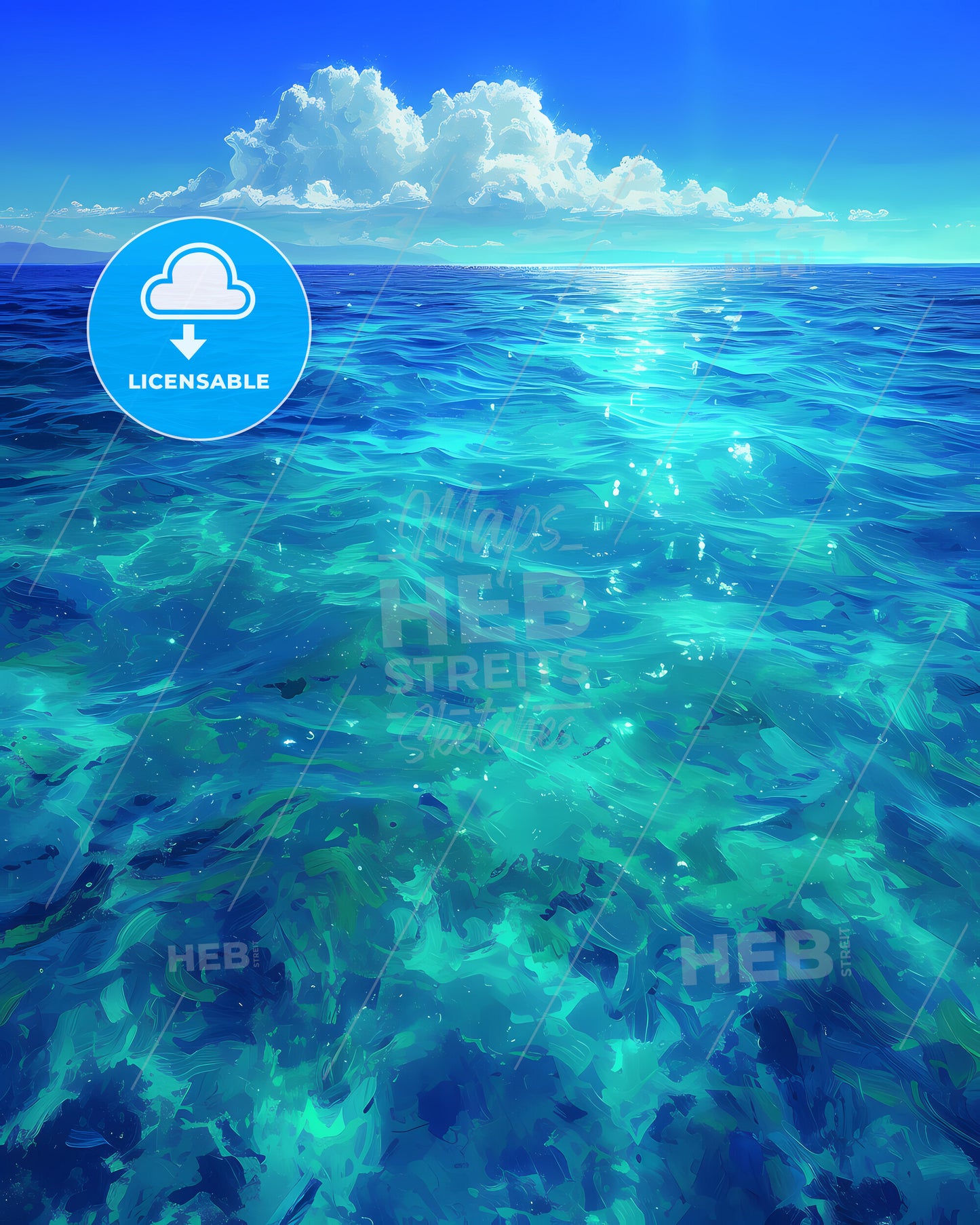 Dead Sea, Jordan/Israel - A Blue Ocean With A Blue Sky And Clouds