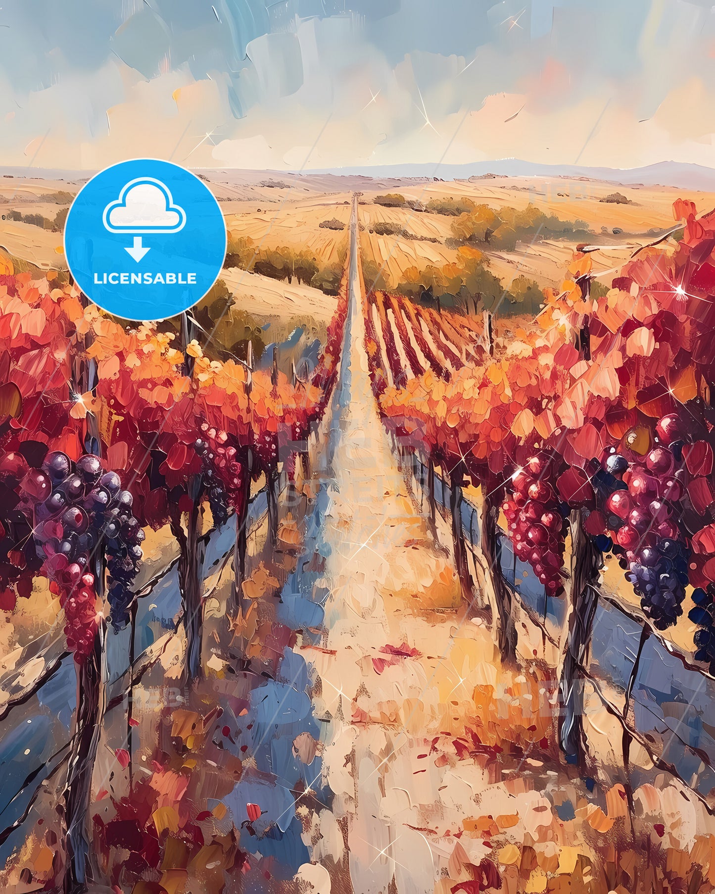 Central Valley, Argentina - A Painting Of A Vineyard