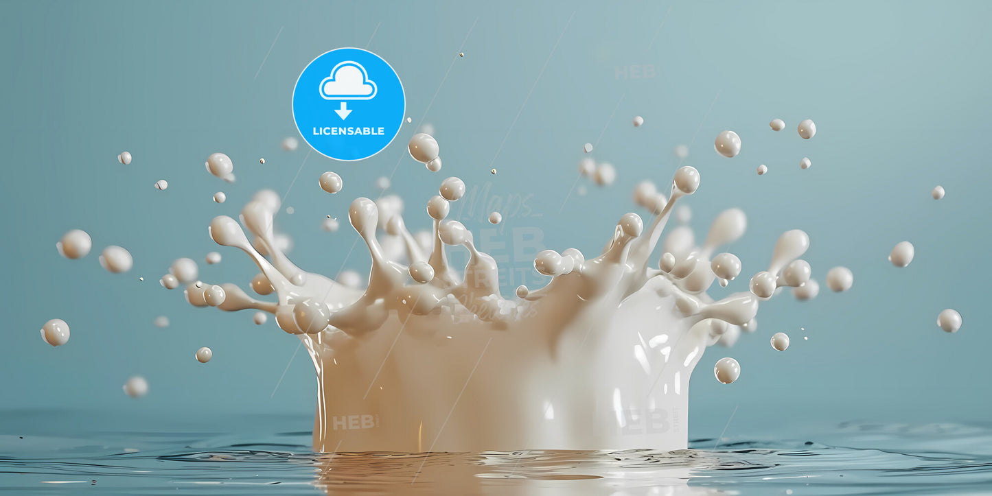 Milk Splash Set With Assorted Shapes - A White Liquid Splashing Into Water