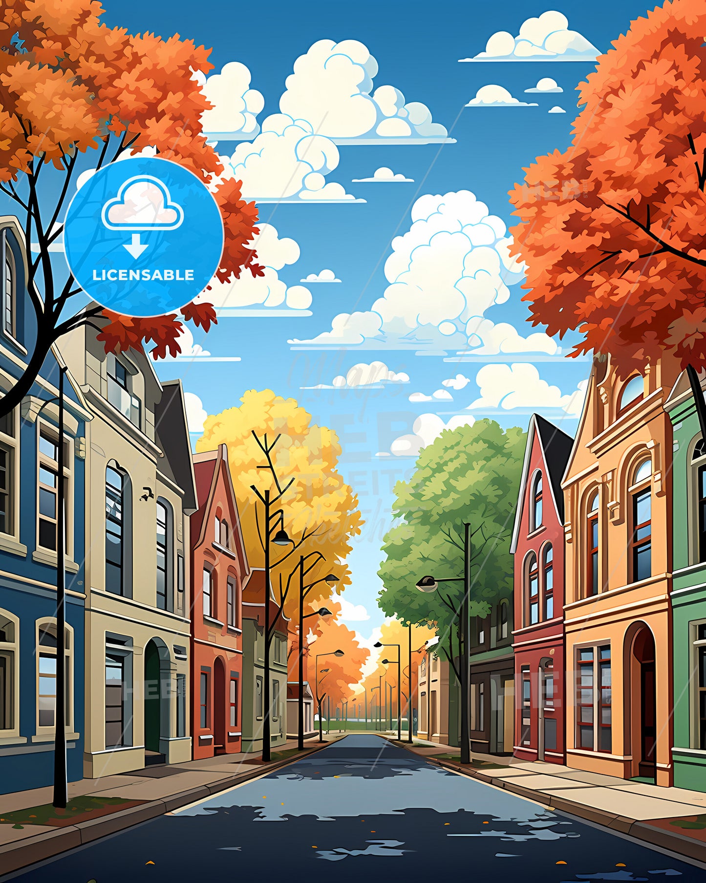 Haarlem, Netherlands - A Street With Colorful Buildings And Trees