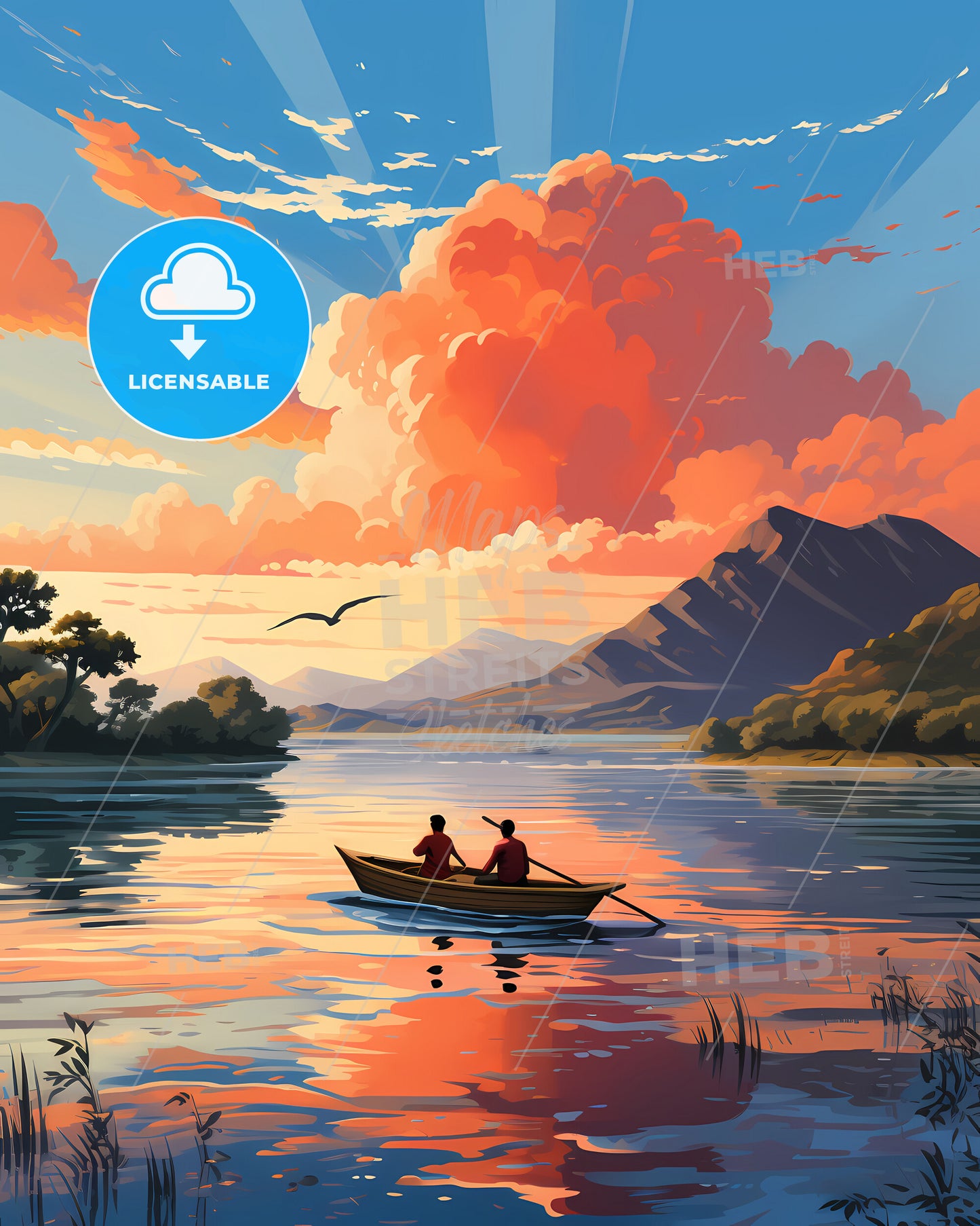 Komodo Islands, Indonesia - A Couple Of People In A Boat On A Lake