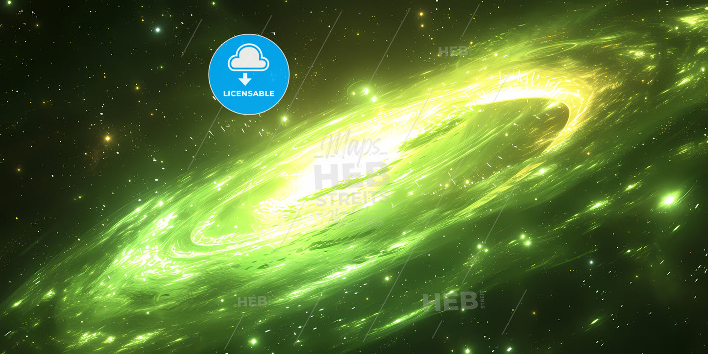 Abstract Fantastic Background - A Green Galaxy In Space
