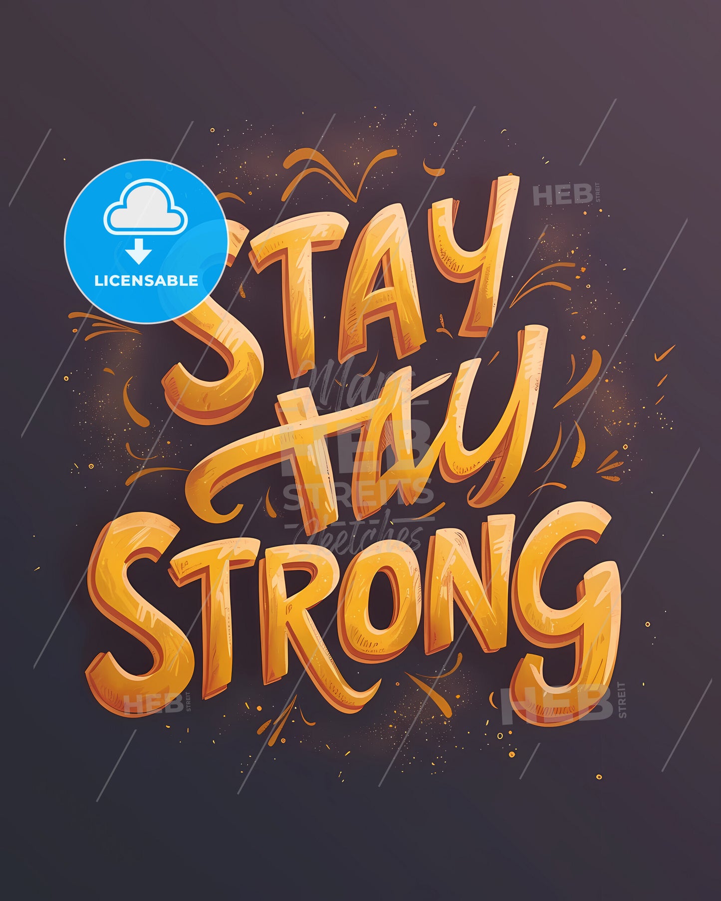 Repeated Pattern Of The Word Stay Strong In Hand-Writting Graffiti-Style - A Yellow Text On A Black Background