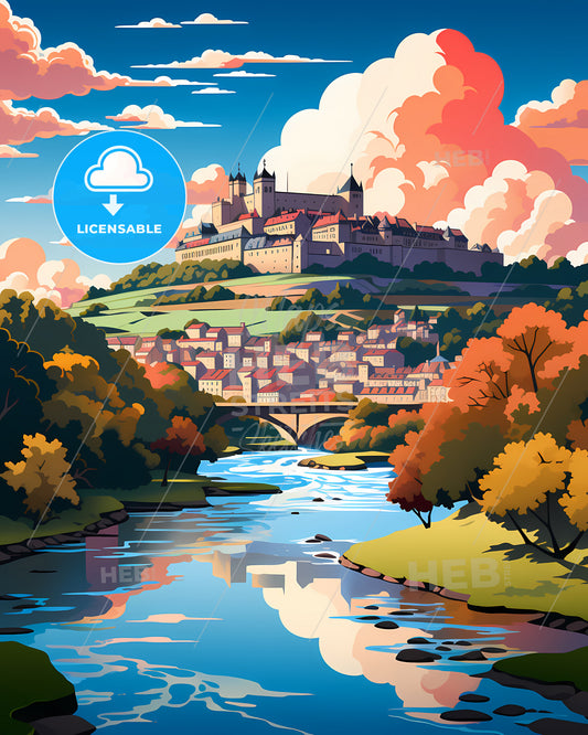 Rennes, France - A River Running Through A Town