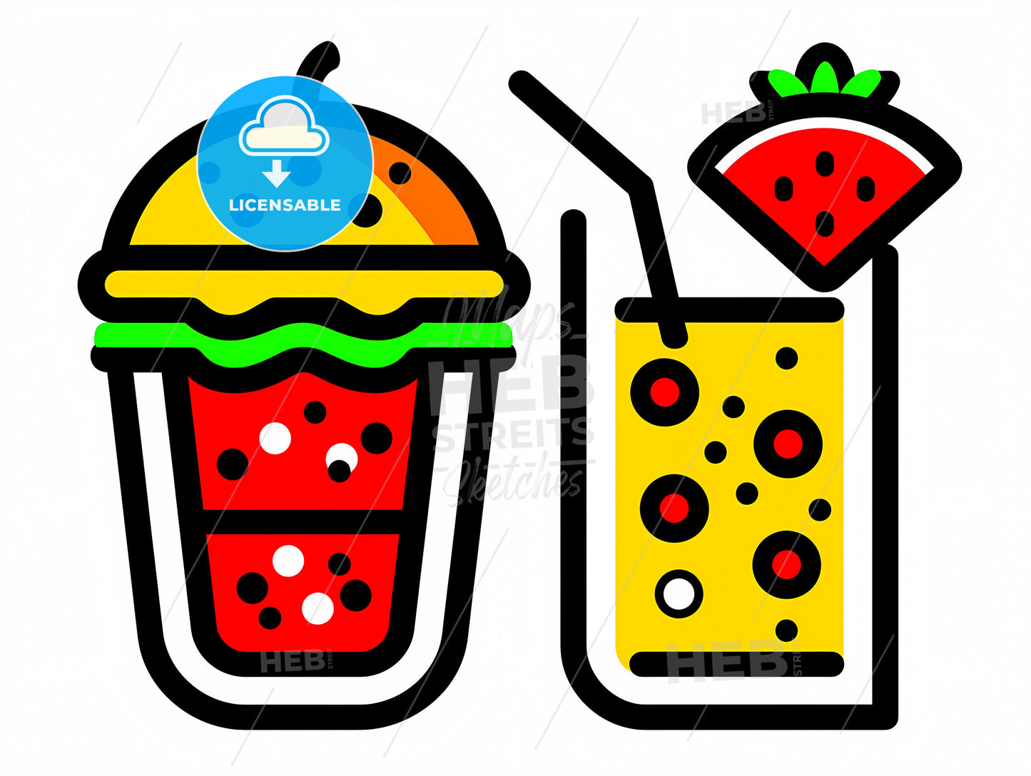 Line Illustration For Employees Customize Snack Subscription Box - A Couple Of Drinks In Glasses