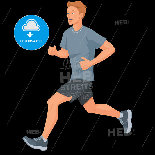 T-Shirt Design On Black Background, Running Niche, Flat Illustration Style, - A Man Running With His Thumb Up