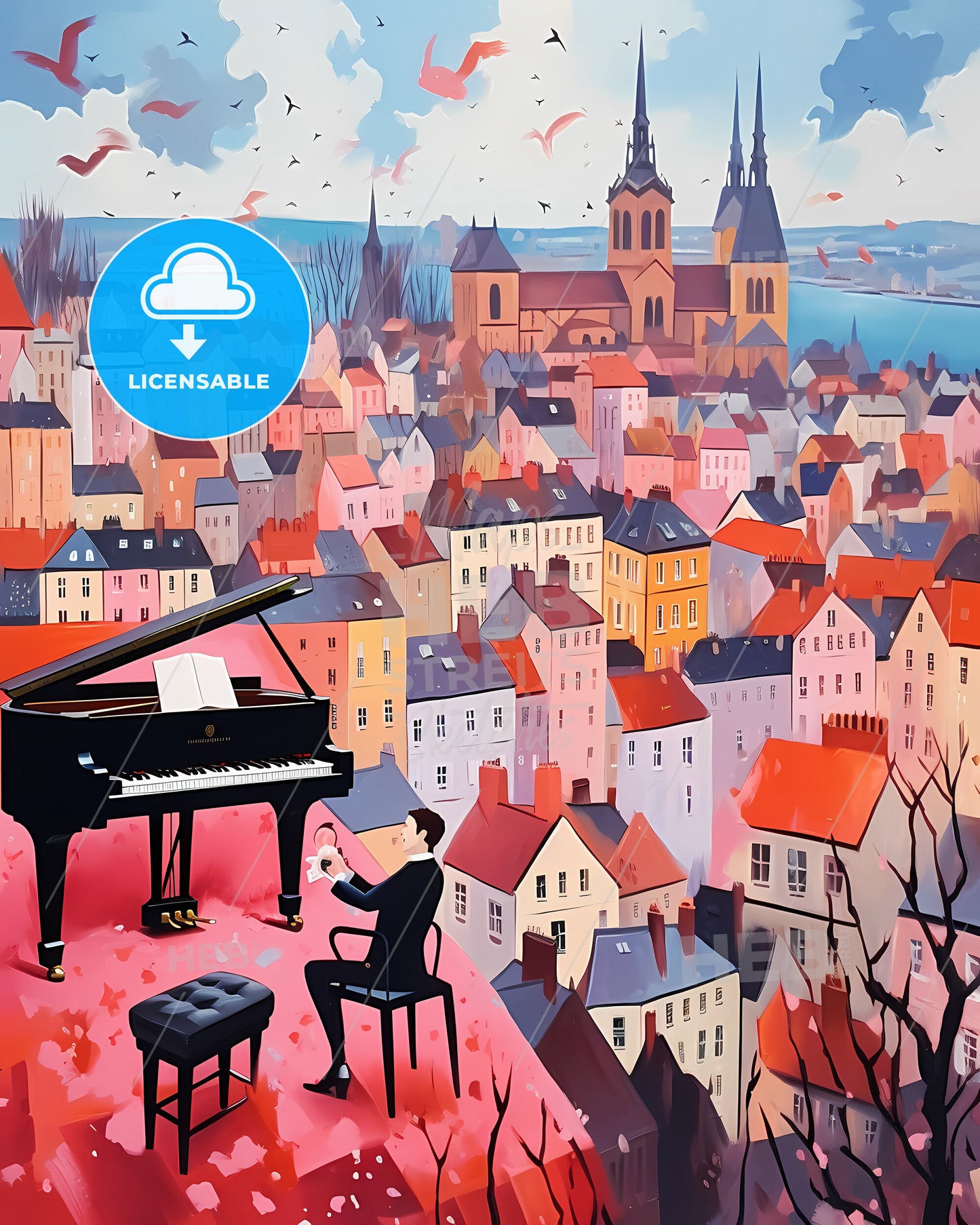 Helsingborg, Sweden, - A Man Playing A Piano In A City