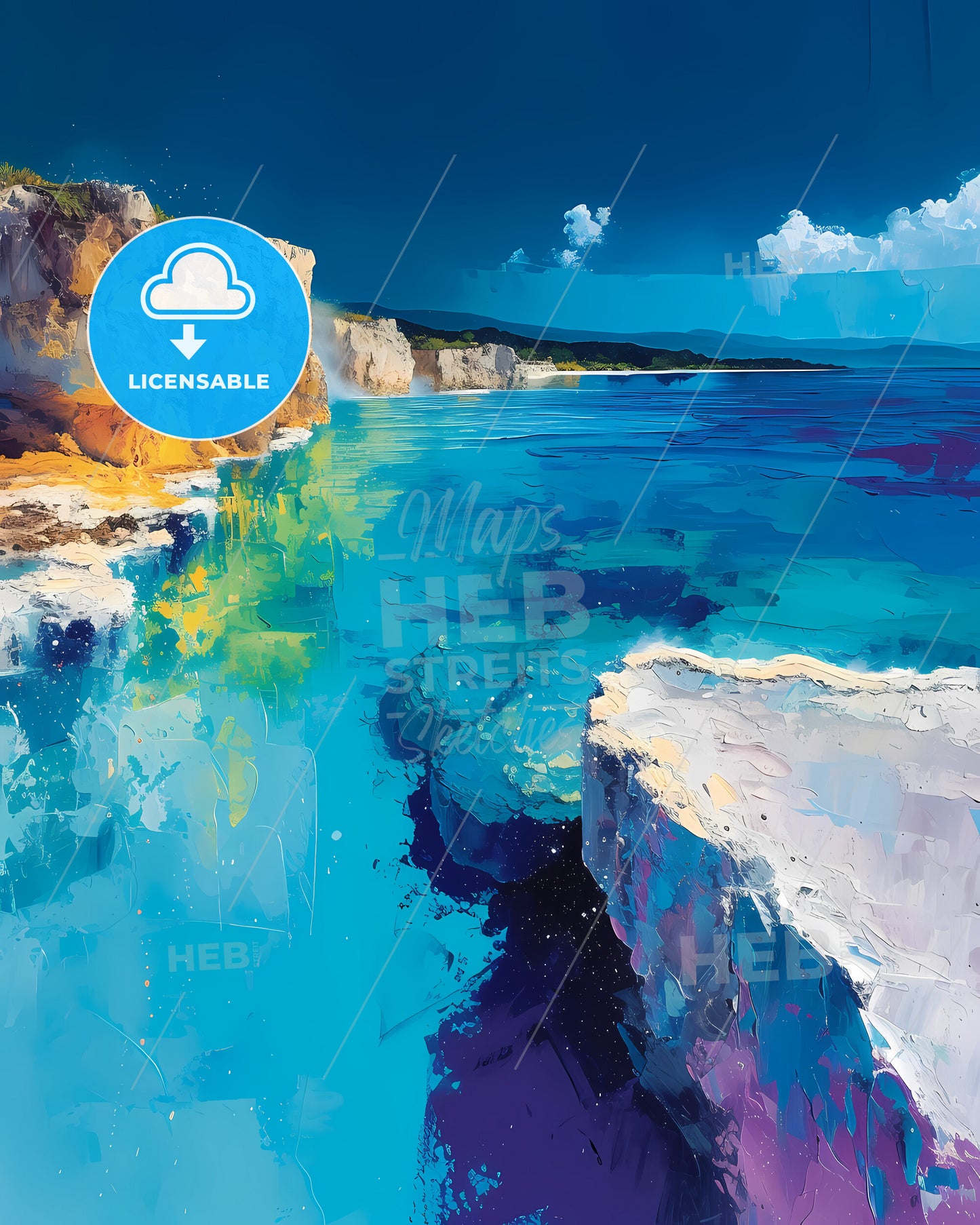 Wai-O-Tapu, New Zealand - A Painting Of A Rocky Beach