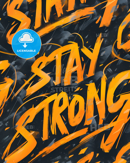 Repeated Pattern Of The Word Stay Strong In Hand-Writting Graffiti-Style - A Close Up Of Text