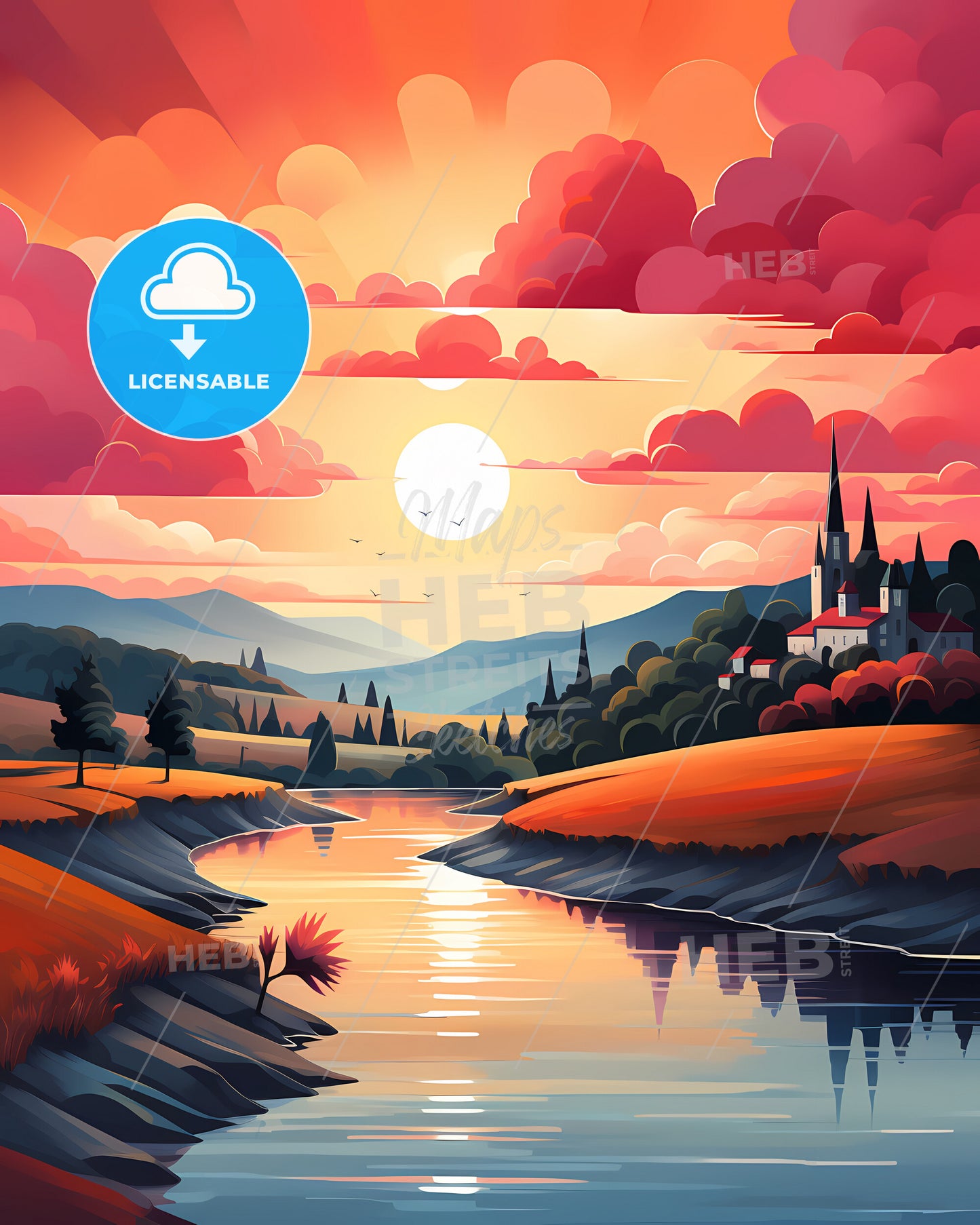 Reunion, France - A River Running Through A Valley With A House And Trees