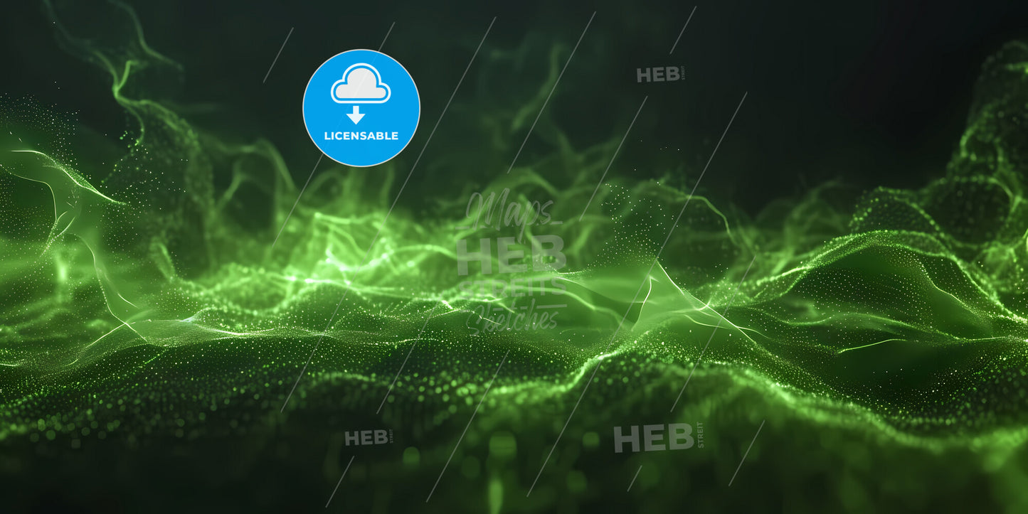 Abstract Fantastic Background - Green Particles In The Dark