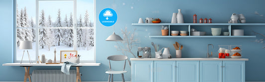 Outstanding Banner For Kitchen Wall Art - A Kitchen With A Chair And Shelves