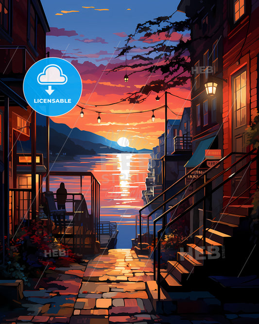 Tromsö, Norway - A Sunset Over A River