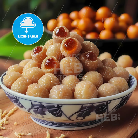 Dried Longan, Ultra High Definition - A Bowl Of Food On A Wood Surface