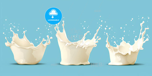 Milk Splash Set With Assorted Shapes - A Group Of White Liquid Splashing