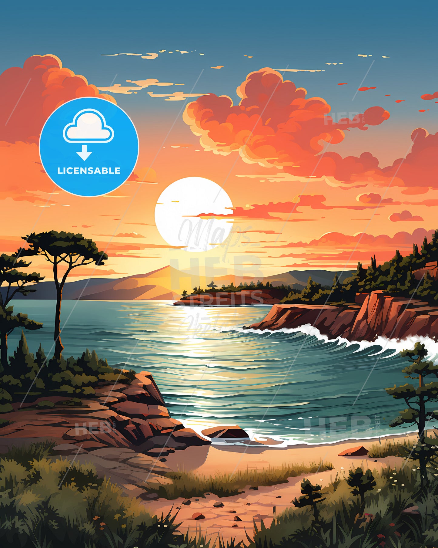 Sardinia, Italy - A Sunset Over A Beach