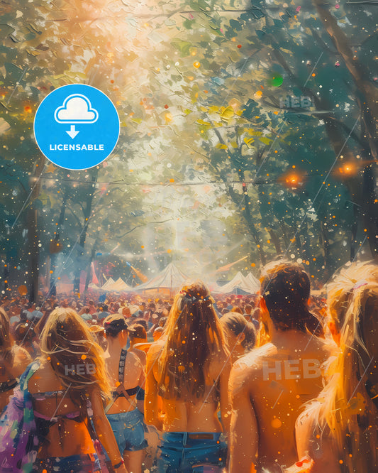 Dour Festival - A Group Of People In Front Of A Crowd Of Trees