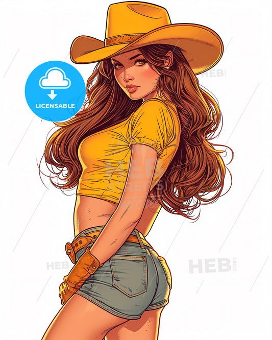 Cowgirl Woman Beautiful Shorts, Boots - A Woman In A Cowboy Hat