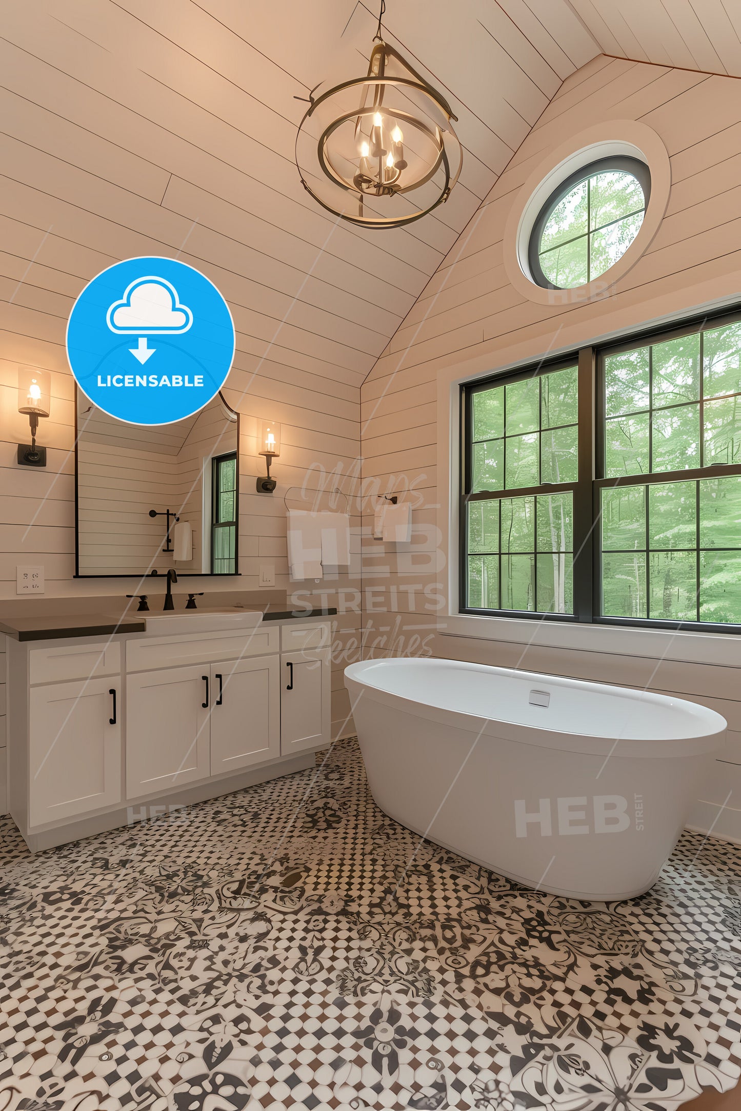 A Spacious Newly Designed Bathroom - A Bathroom With A Tub And Sink