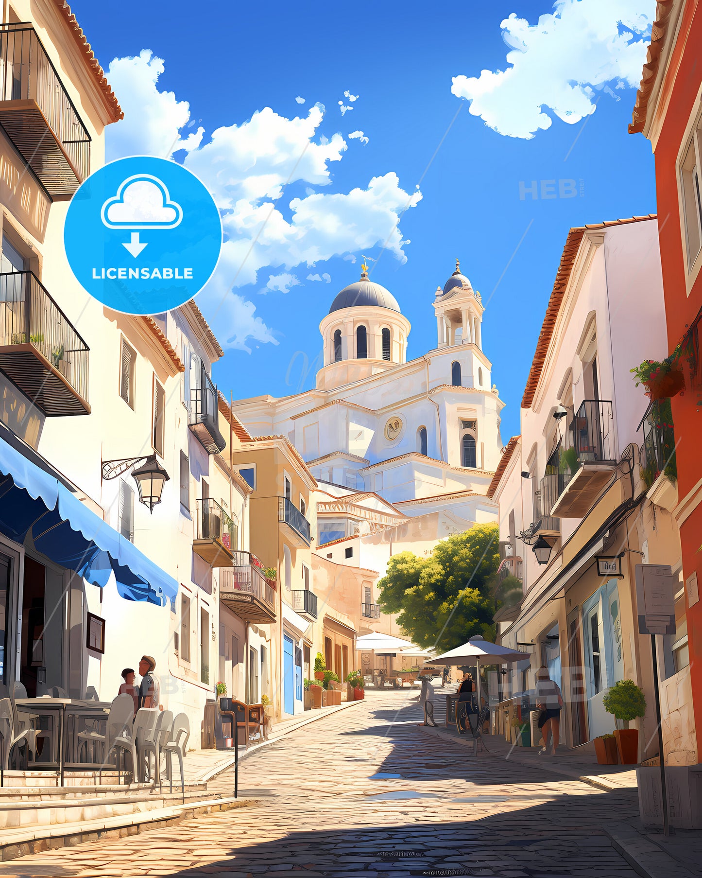 Athens, Greece - A Street With People And Buildings