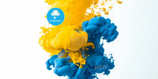 Abstract Blue And Yellow Paint Clip Art Isolated On White Background - A Yellow And Blue Paint Splashing