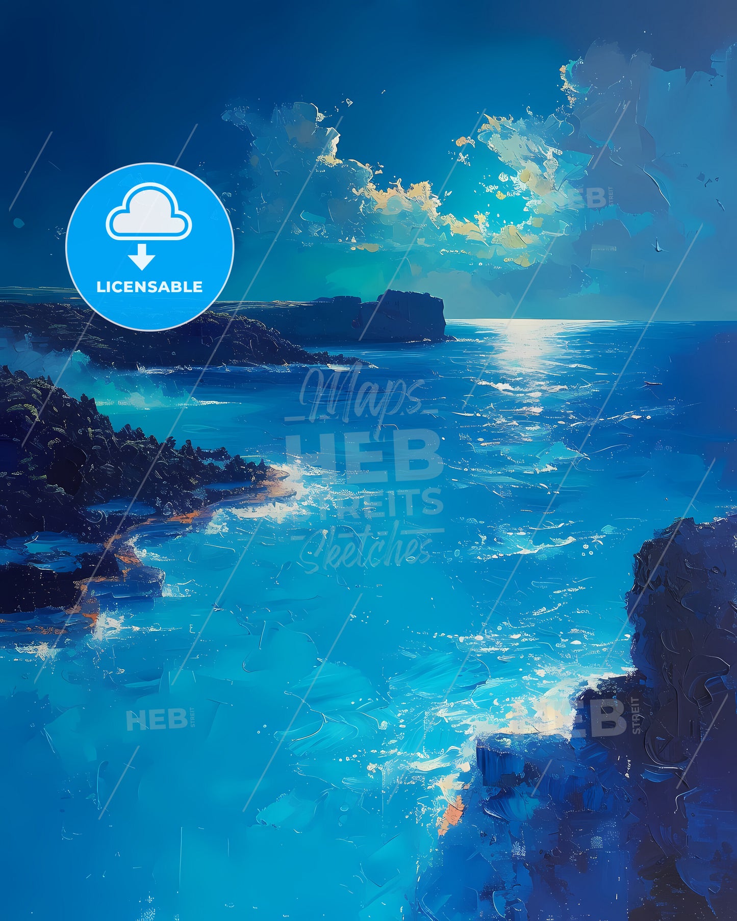 Blue Lagoon, Iceland - A Blue Ocean With Rocks And Clouds