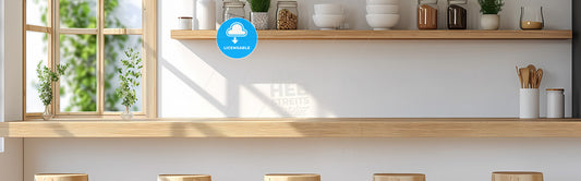 Outstanding Banner For Kitchen Wall Art - A Shelf With Bowls And Bowls On It