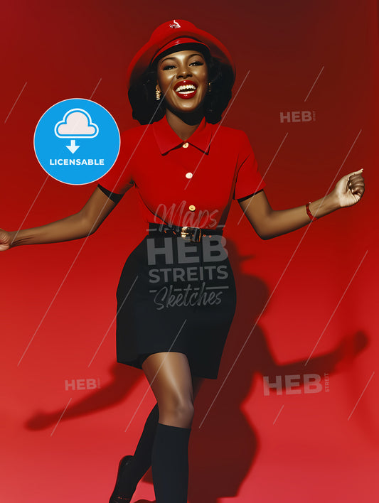 Vinyl Record Pin Up Model - A Woman In A Red Shirt And Black Skirt