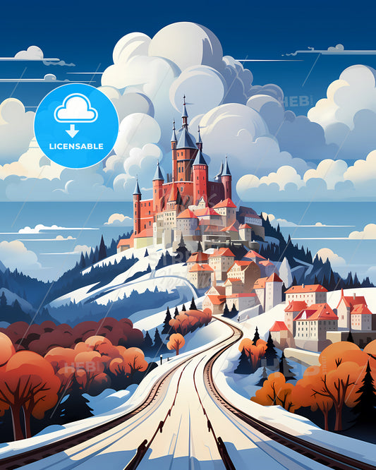 Liberec, Czechia - A Castle On A Hill With Snow And Trees