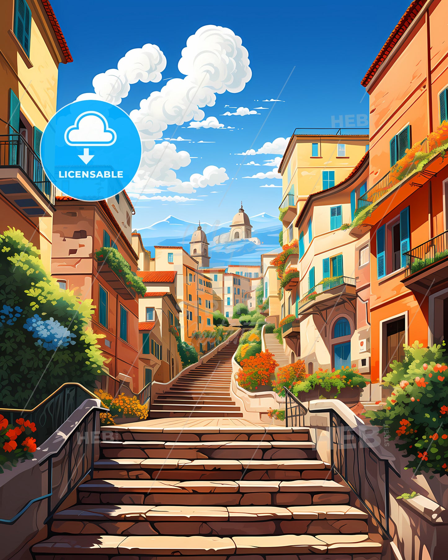 Rome, Italy - A Stone Stairs Leading Up To A City