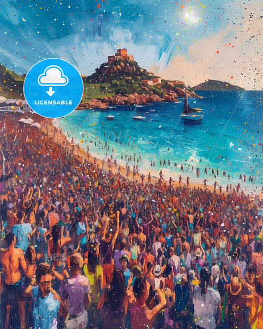 Calvi On The Rocks - A Large Crowd Of People At A Beach