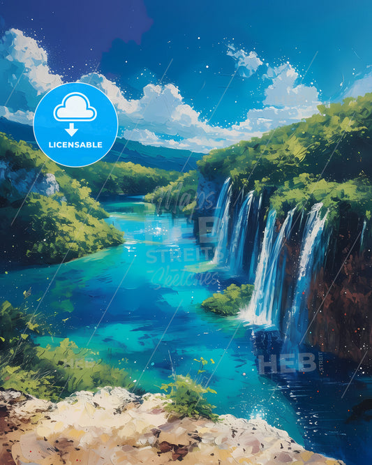 Plitvice Lakes National Park, Croatia - A Waterfall In A River