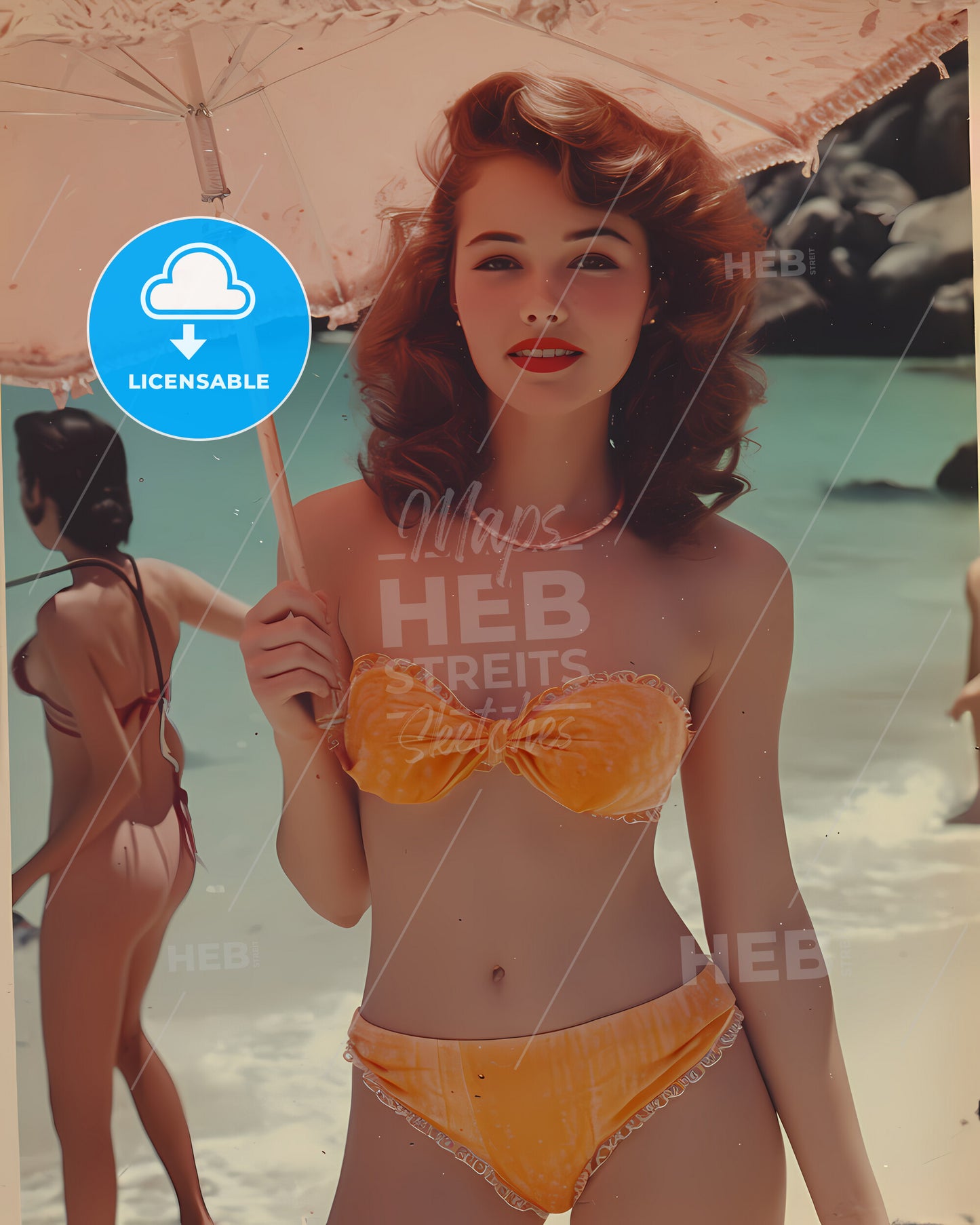 Illustration Of International Labor Day - A Woman In A Garment Holding An Umbrella