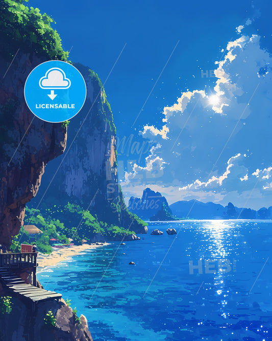 El Nido Beach - A Beach With A Cliff And A Body Of Water