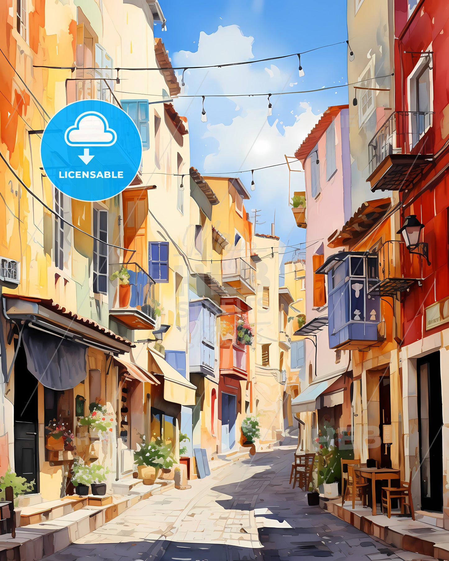 Nîmes, France - A Street With Buildings And Chairs